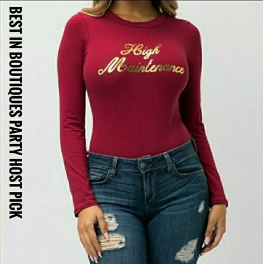 BELITA COLLECTION‎ Burgundy Long Sleeve Bodysuit